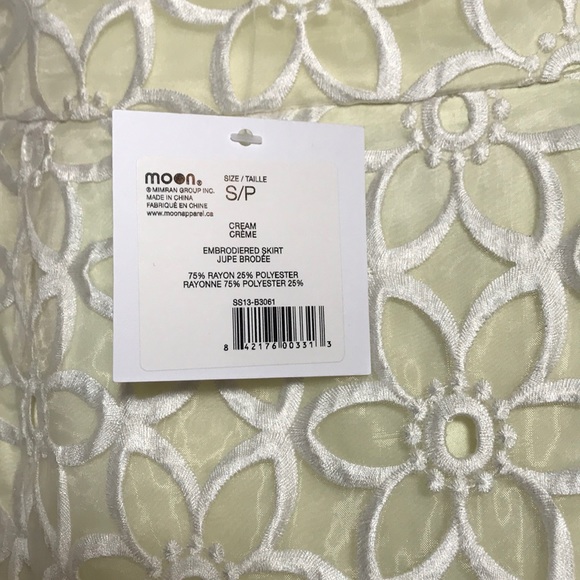 NWT Moon S Cream & White Floral Embroidered Skirt - Picture 5 of 8